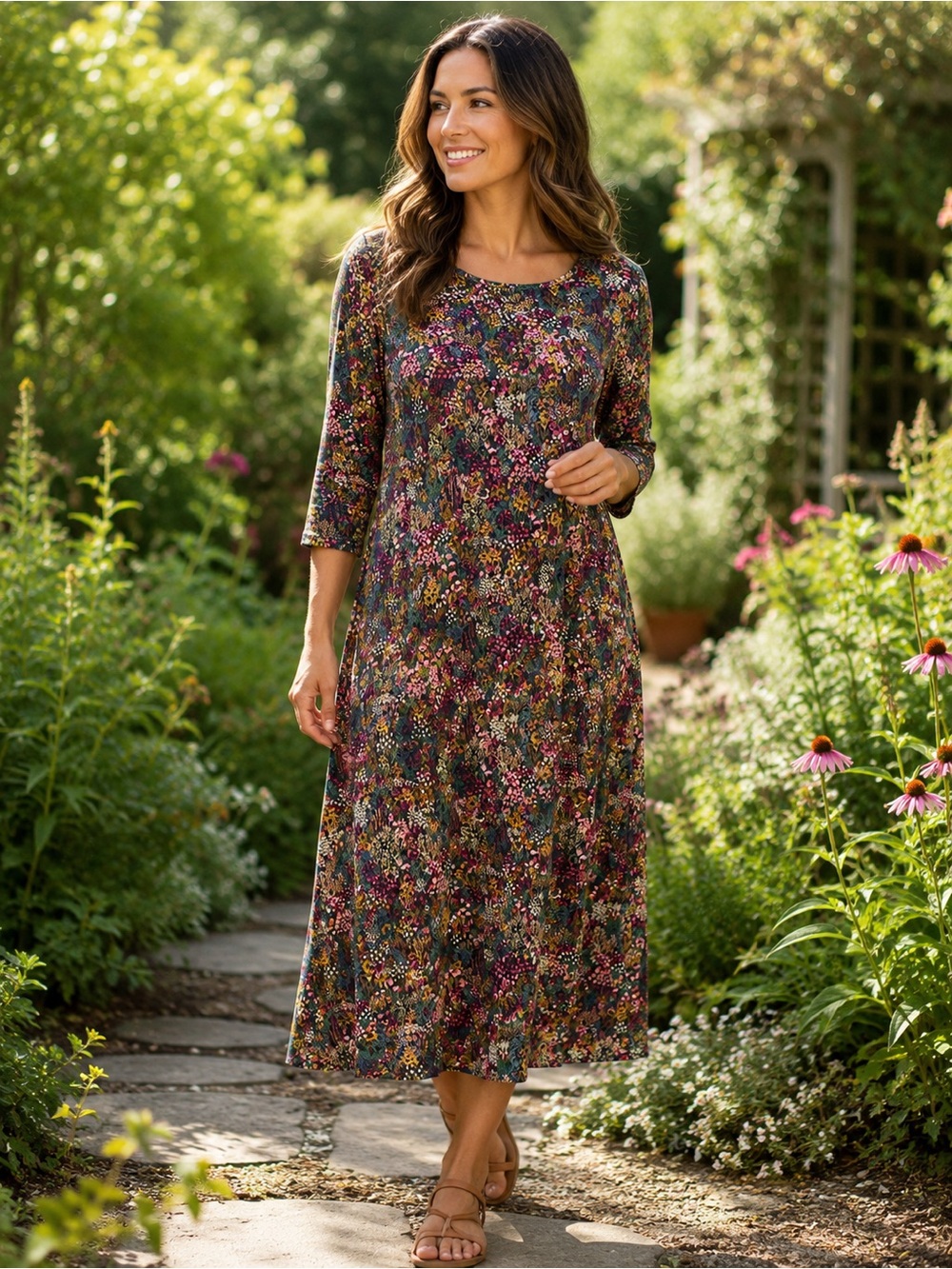 Joules Floral Maxi Dress in Purple, Teal & Pink